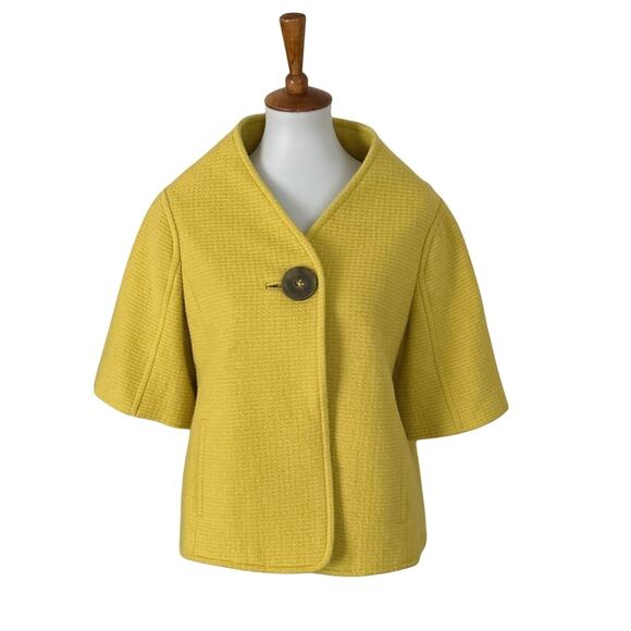 Ellen Tracy Yellow 60s-Inspired Swing Jacket – Wool Blend, Size 6 (S–M) - Picture 1 of 5